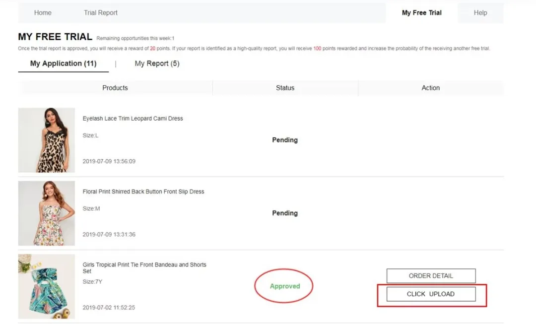 Submitting Free Trial feedback and photos