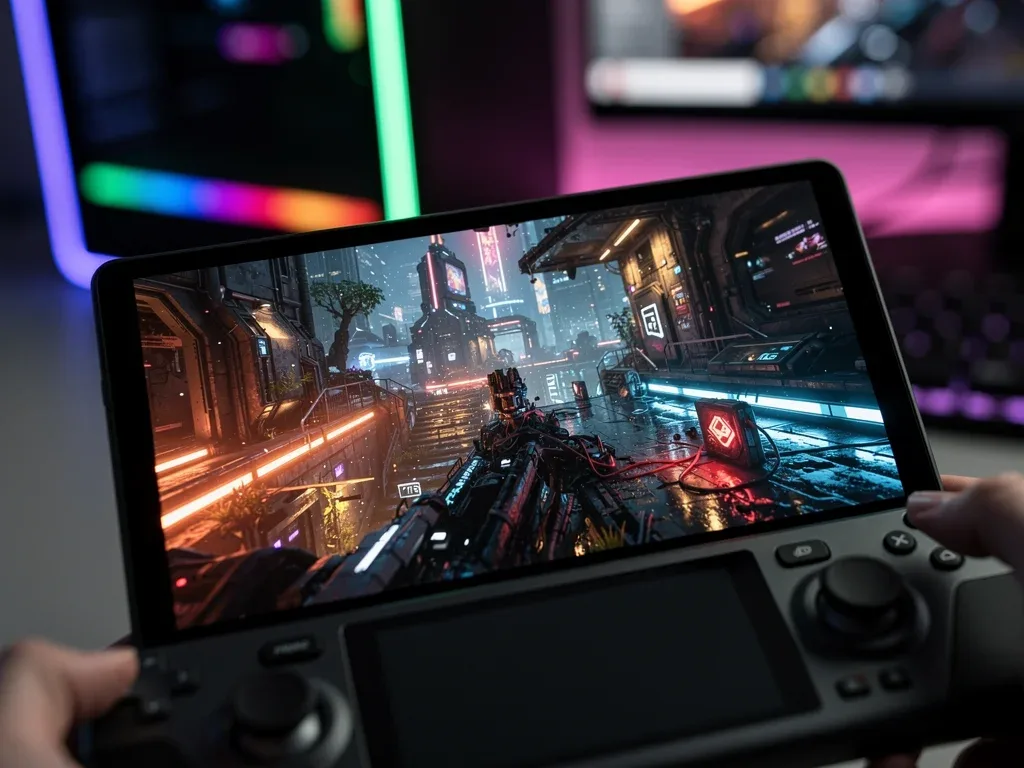 Close-up of a vibrant OLED screen displaying a high-fidelity video game, showcasing potential Steam Deck 2 display improvements