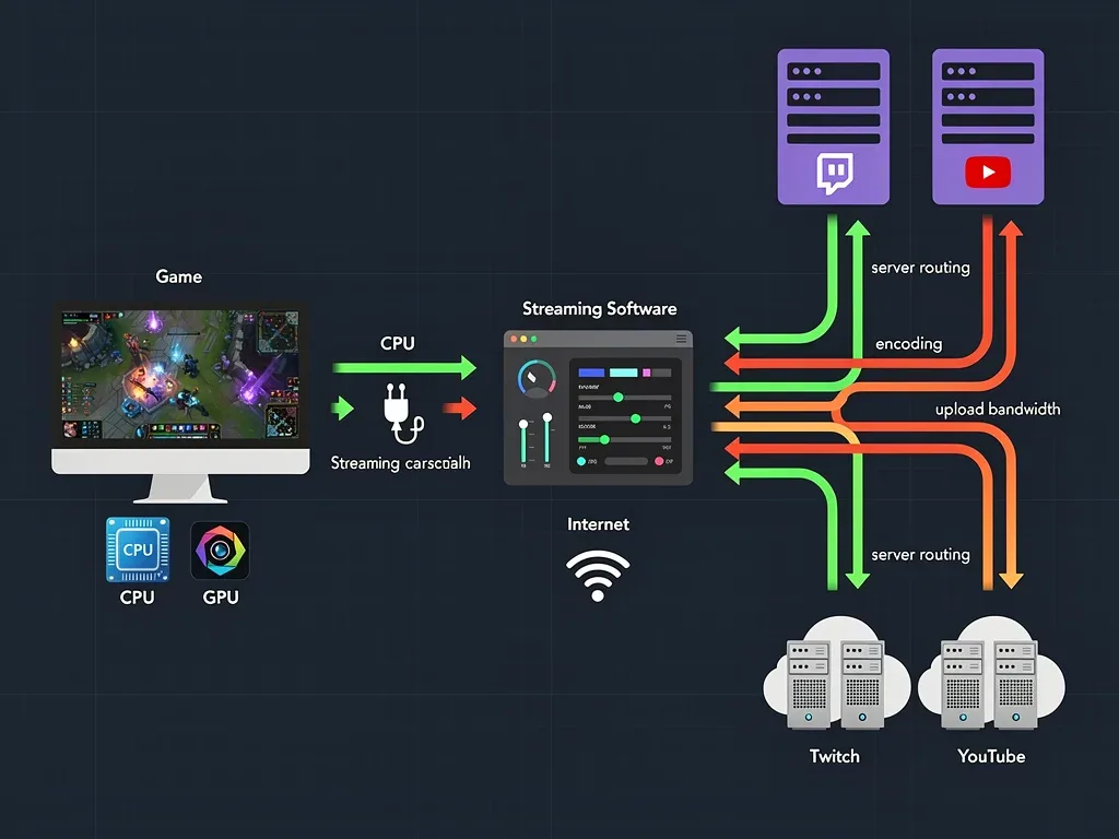 Data flow optimization diagram for game streaming to platforms