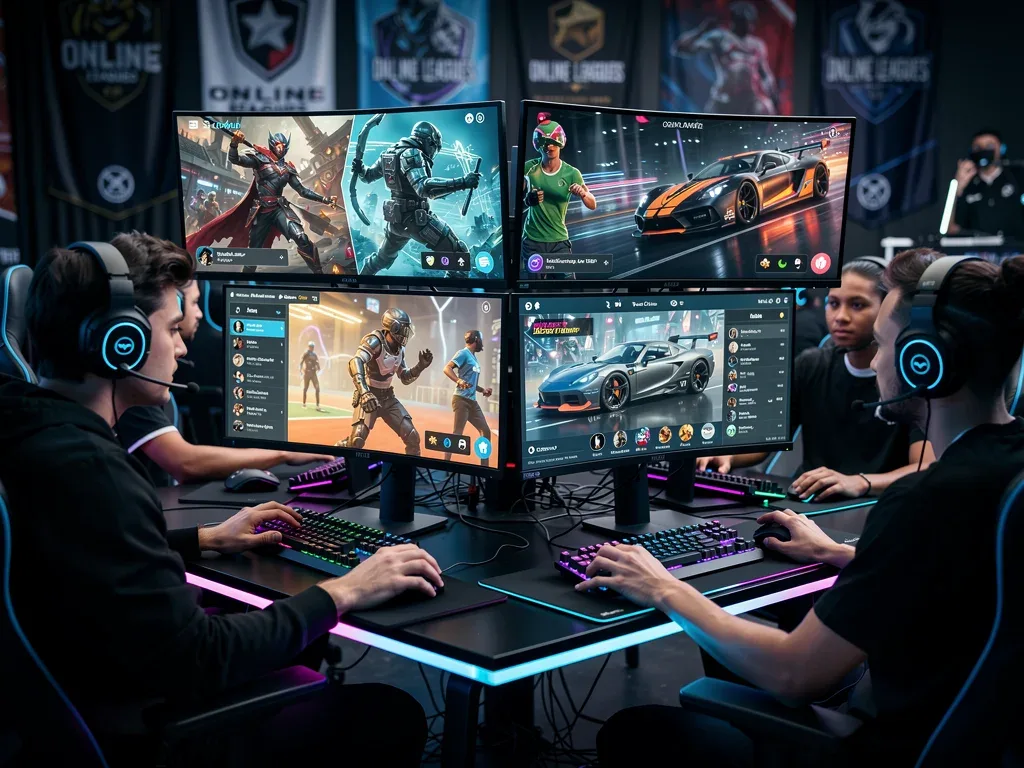 Diverse gamers collaborating online, showcasing 2026 community and esports benefits.