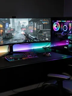 Futuristic gaming PC setup optimized for 144Hz performance in 2026