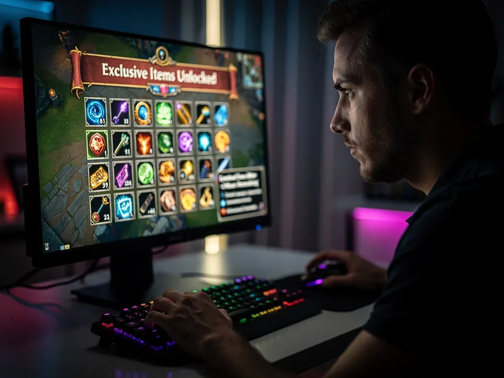 Gamer focused on screen displaying exclusive in-game content and limited-time offer expiration notice.