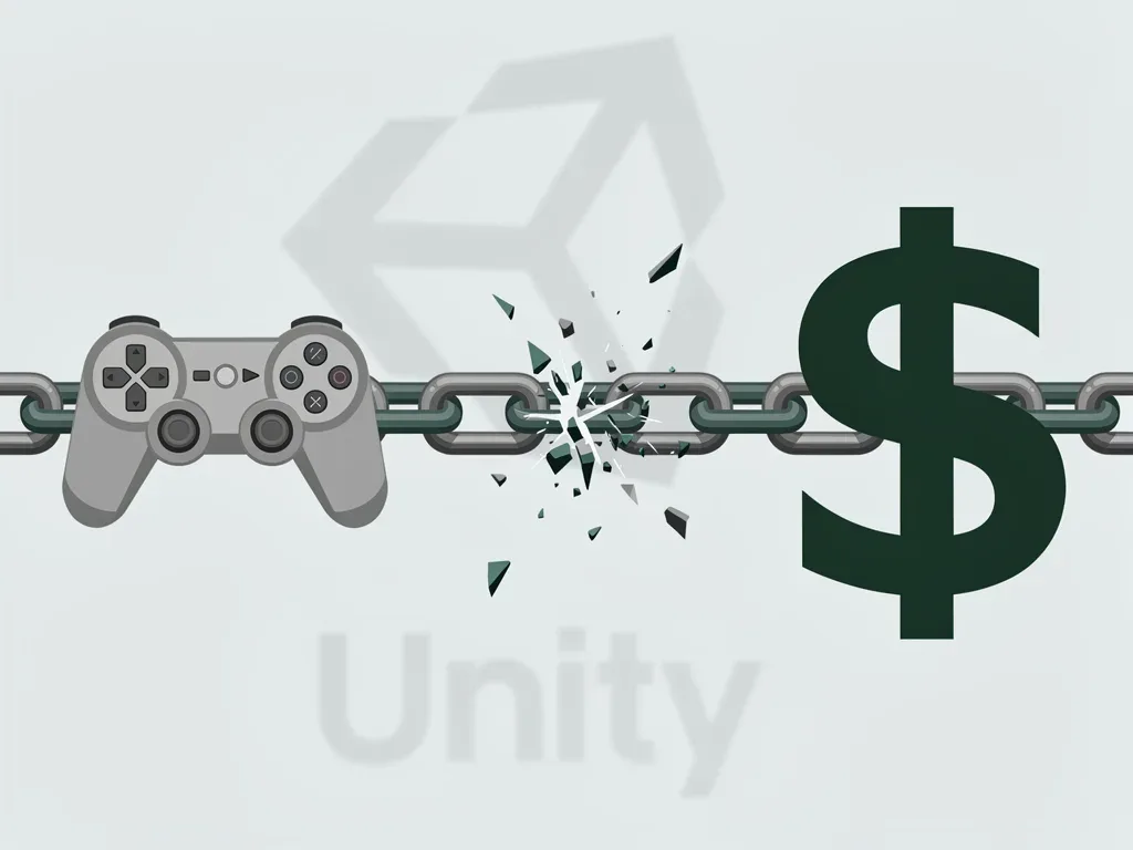 Symbolic image of financial strain on indie developers due to Unity changes
