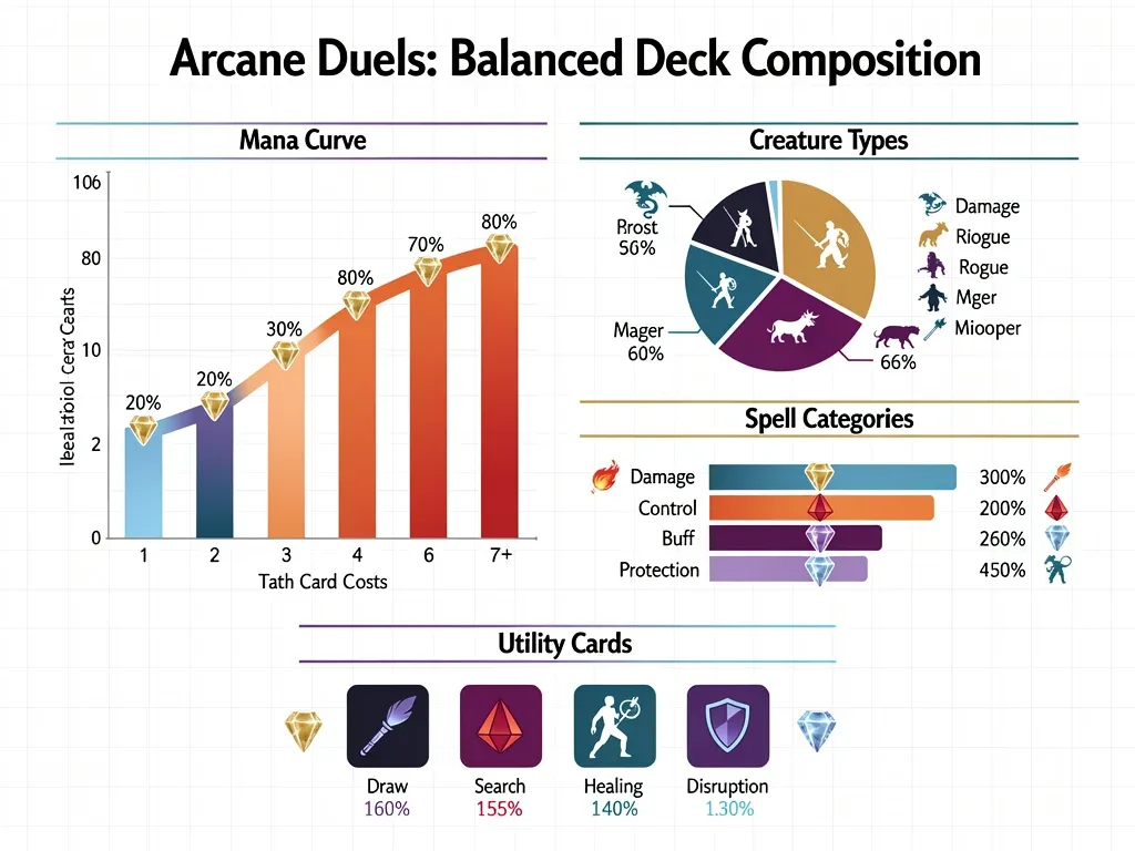Infographic showing balanced Arcane Duels deck composition