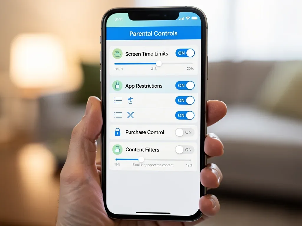 Parental control app interface on a smartphone