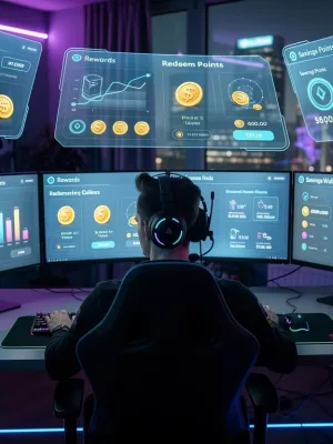 Futuristic gamer optimizing 2026 gaming benefits on multiple screens