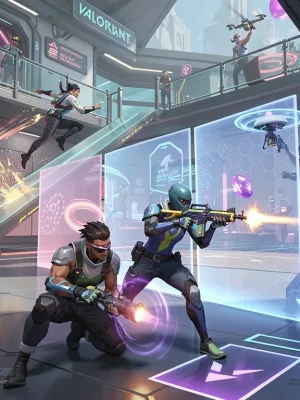 Dynamic Valorant agents in action on a futuristic map, representing the new Patch 7.0 meta.