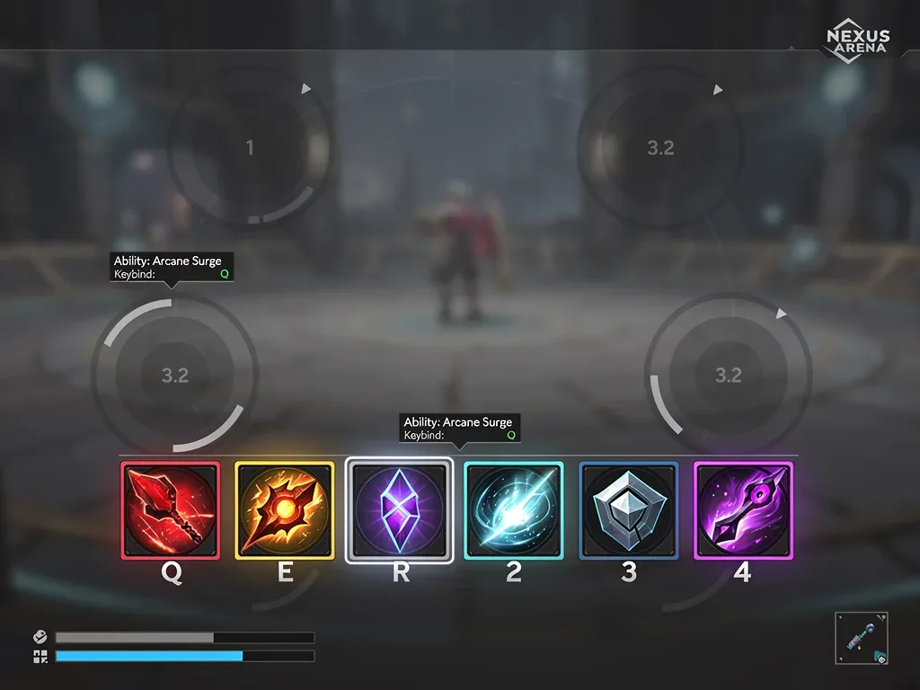 Personalized Nexus Arena ability bar with optimized hotkeys and visual cues