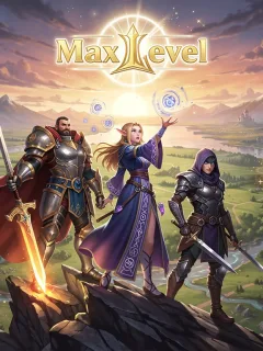 MMORPG characters celebrating max level achievement with glowing experience points