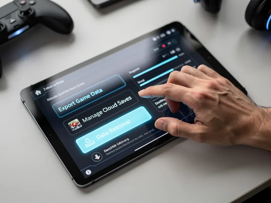 User exporting game data from a cloud gaming service interface.