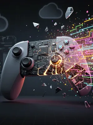 Illustration of a broken cloud gaming controller representing Google Stadia's shutdown and data transfer deadline.