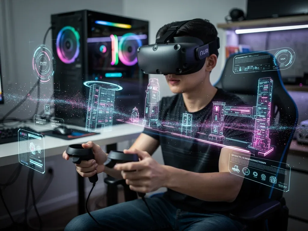 Gamer experiencing advanced virtual reality with next-gen headset