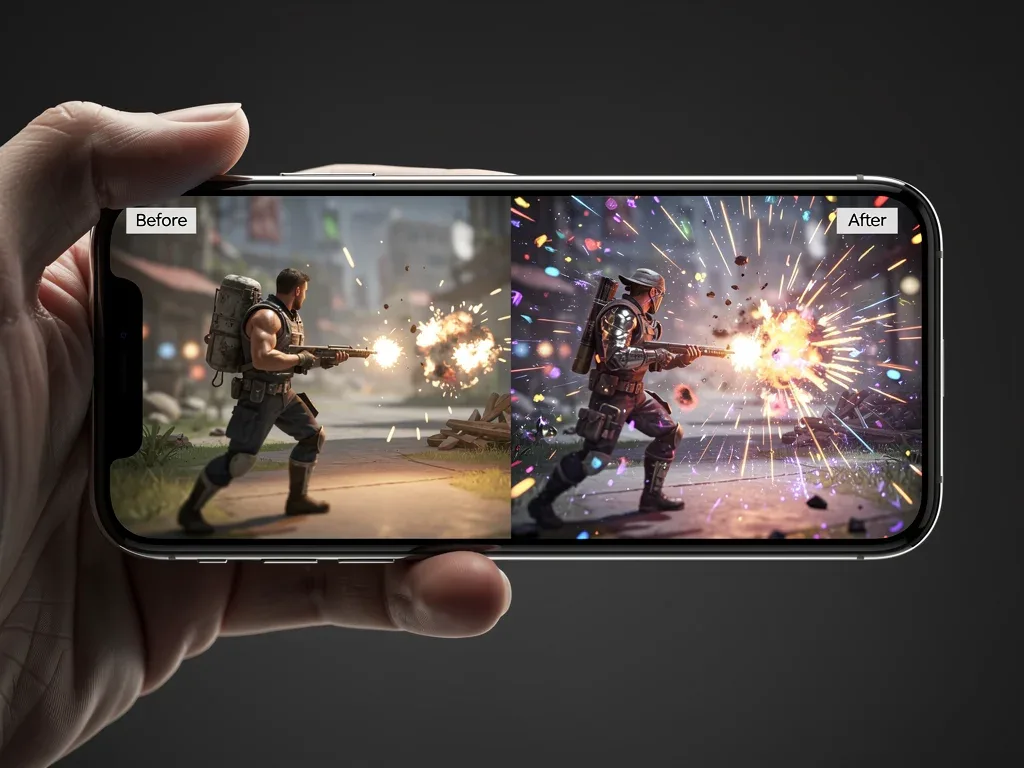 Side-by-side comparison of current versus future mobile game graphics.