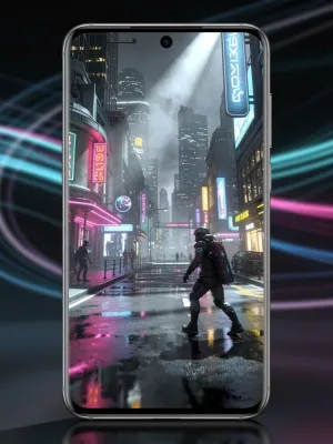 Futuristic mobile game with hyper-realistic graphics, advanced lighting, and complex textures.