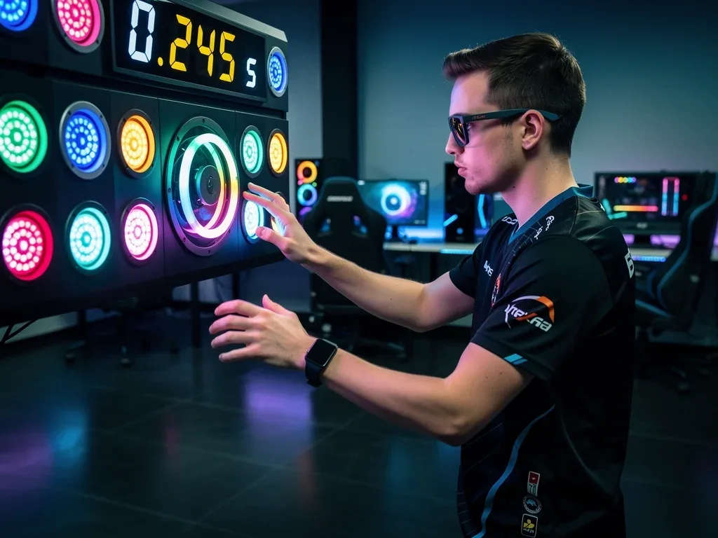 Esports athlete performing hand-eye coordination drills for improved reaction