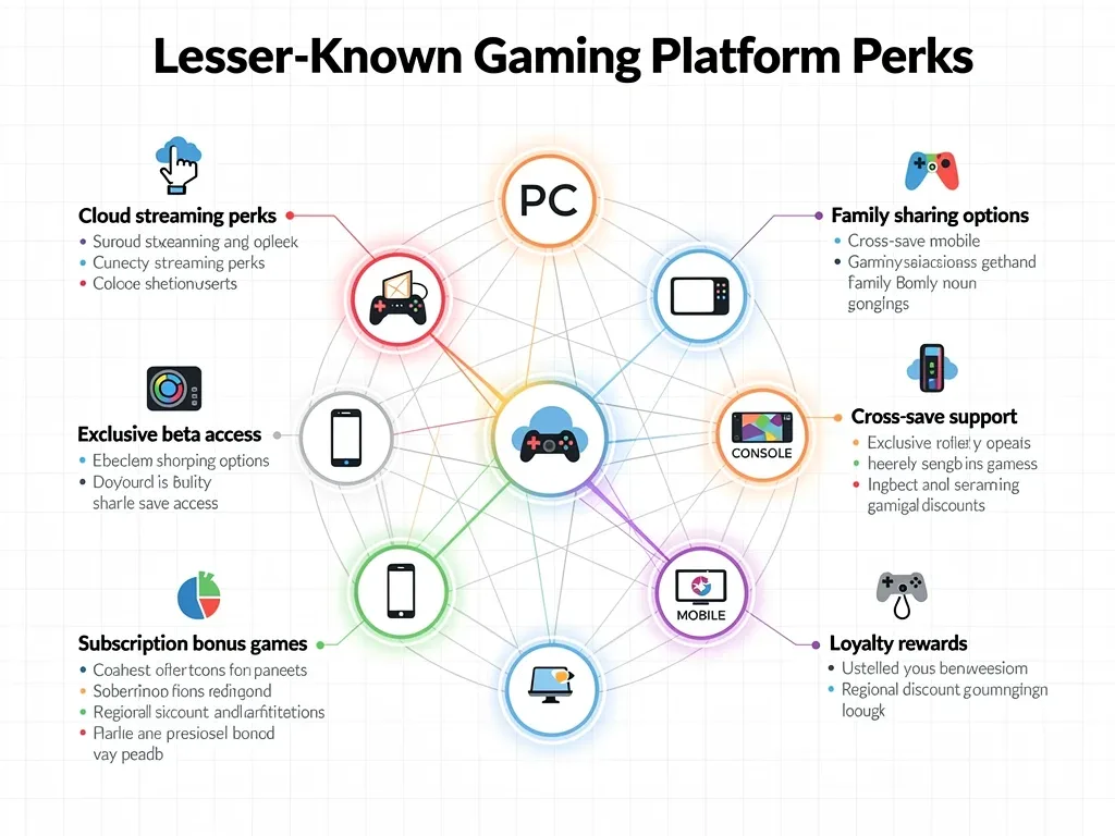 Infographic detailing lesser-known benefits across major gaming platforms in 2026.